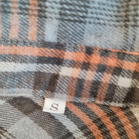 Gray & Orange Women's Flannel Button Up Shirt Small - Picture 2 of 3